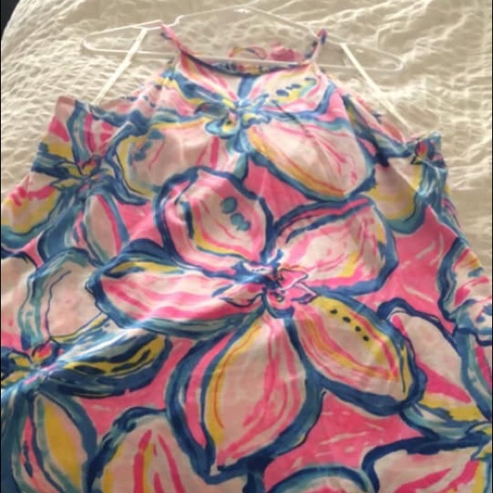 Lilly Pulitzer Pink Blue Yellow Floral Sundress